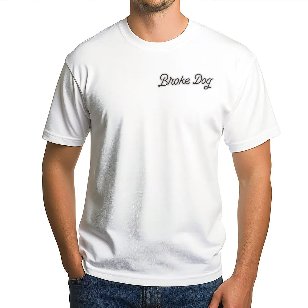 Broke Dog Sweatshirt | Minimalist Script Design Pullover | Soft Cotton Blend | Funny Sarcastic Humor Gift for Friend