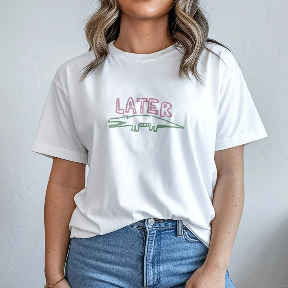 Funny Gator Sweatshirt | See You Later Alligator Pun Graphic | Premium Soft Cotton Blend | Trendy Preppy College Gift