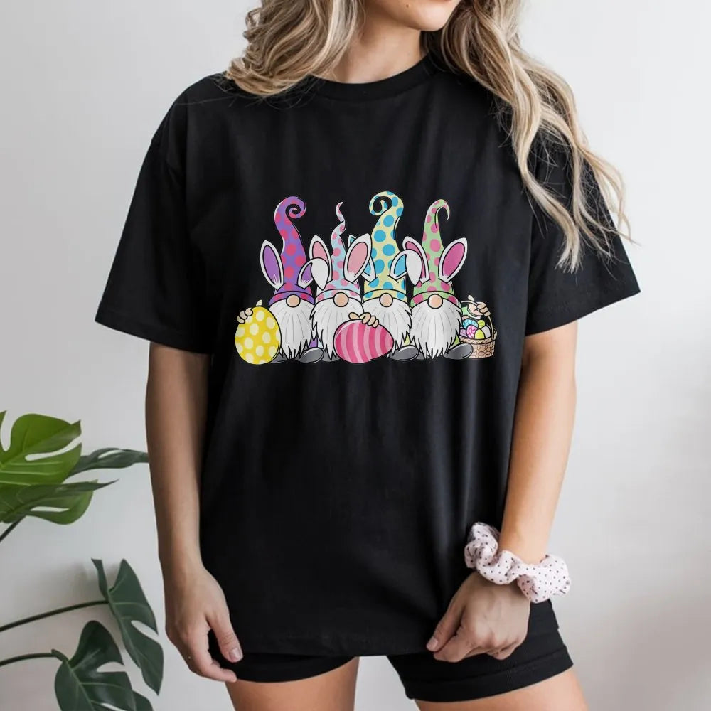 Easter Gnomes T-Shirt | Cute Gnomes with Bunny Ears Design | Soft Cotton Tee | Spring Holiday Gift for Men and Women