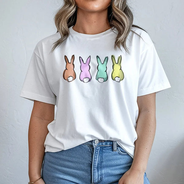Easter Bunny Sweatshirt | Cute Pastel Cottontail Graphic | Cozy Cotton Blend Pullover | Spring Holiday Gift for Women