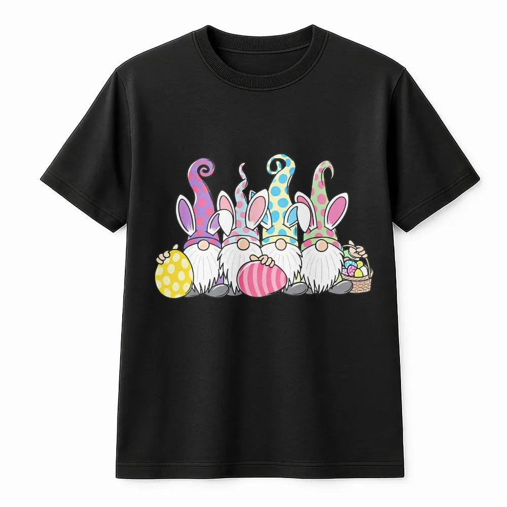 Easter Gnomes T-Shirt | Cute Gnomes with Bunny Ears Design | Soft Cotton Tee | Spring Holiday Gift for Men and Women