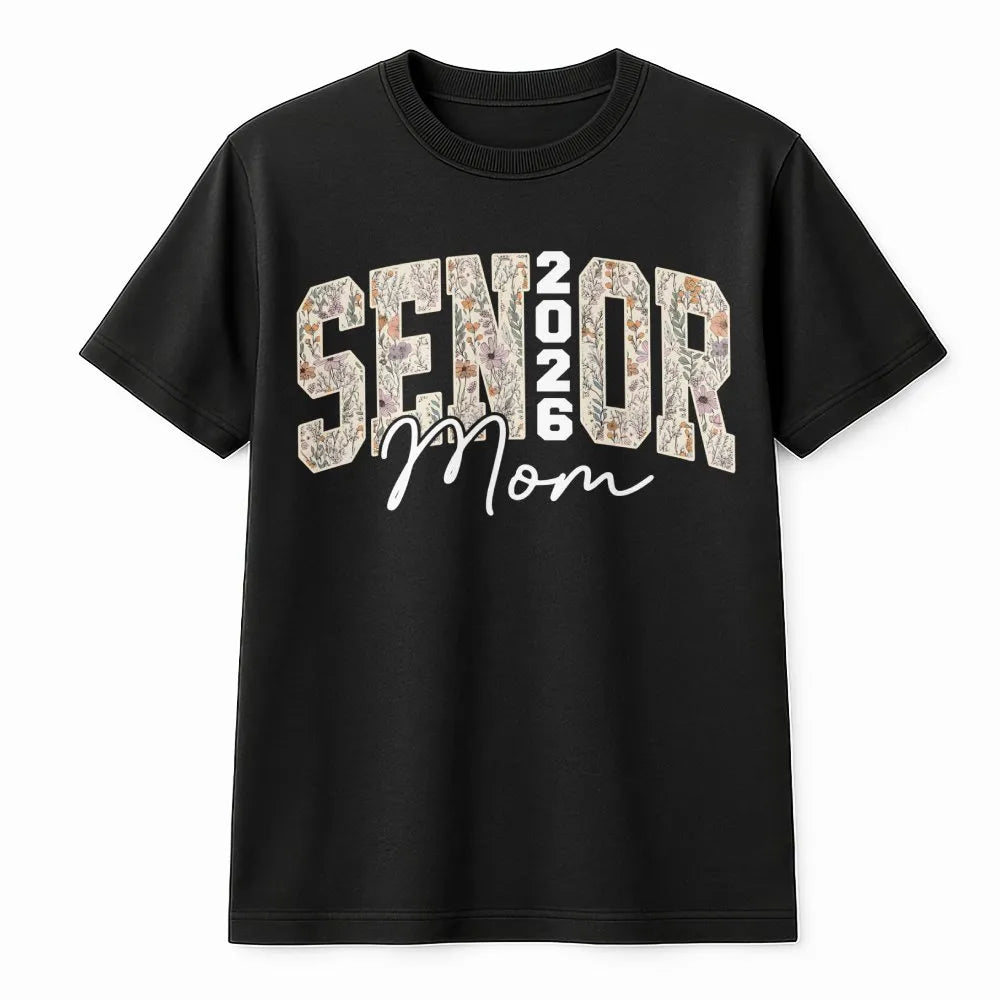 Senior Mom 2026 T-Shirt | Retro Floral Graduation Design | Premium Soft Cotton Tee | Class of 2026 Proud Parent Gift
