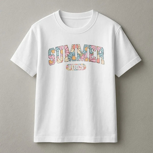 Summer Vibes Sweatshirt | Retro Boho Floral Graphic Pullover | Soft Cotton Blend | Cute Beach Vacation Gift for Women