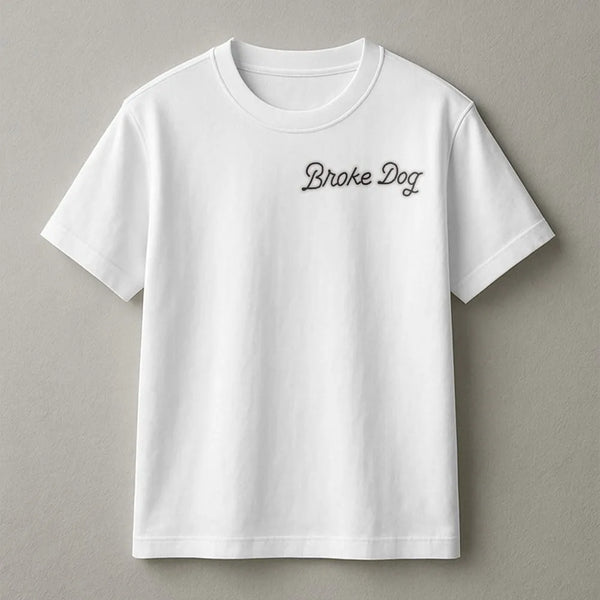 Broke Dog Sweatshirt | Minimalist Script Design Pullover | Soft Cotton Blend | Funny Sarcastic Humor Gift for Friend