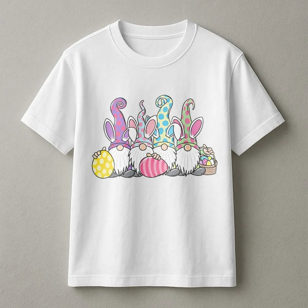 Easter Gnomes T-Shirt | Cute Gnomes with Bunny Ears Design | Soft Cotton Tee | Spring Holiday Gift for Men and Women