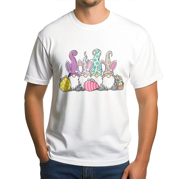Easter Gnomes T-Shirt | Cute Gnomes with Bunny Ears Design | Soft Cotton Tee | Spring Holiday Gift for Men and Women