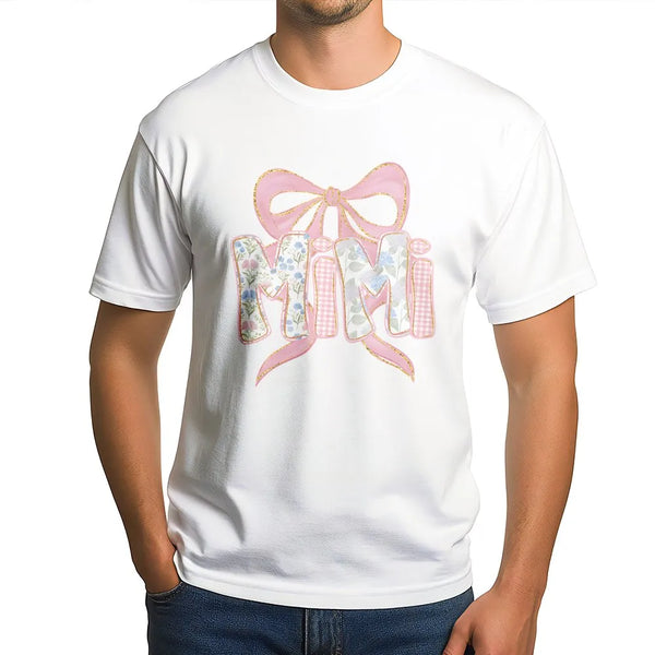 Mimi T-Shirt | Coquette Bow Floral Gingham Design | Soft Cotton Blend Sweatshirt | Gift for Grandma on Mother's Day
